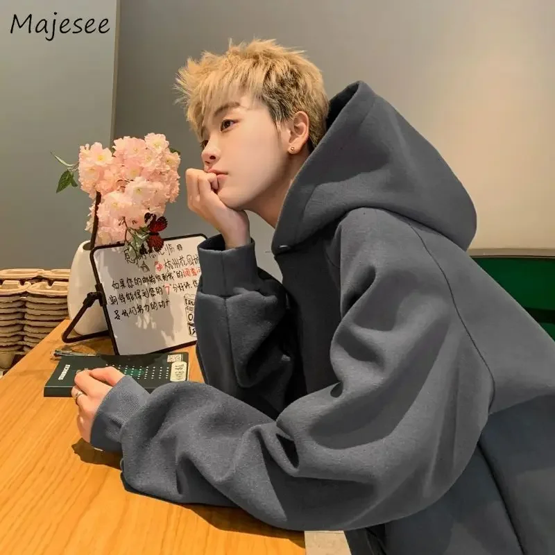 

Мужские толстовки со шляпой, мешковатое уютное пальто с капюшоном, красивое пальто в американском стиле, простая индивидуальная уличная одежда больших размеров, модная осенне-зимняя одежда