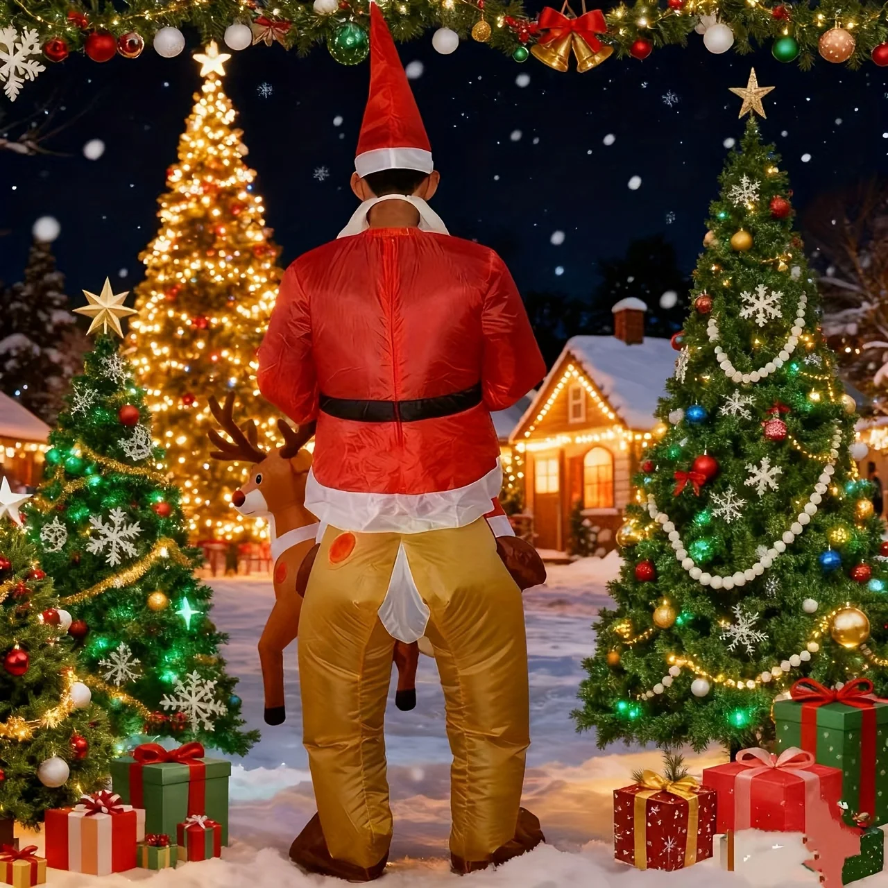 نفخ الرنة زي تفجير الأيائل الغزلان زي سانتا كلوز دعوى للحزب تأثيري هالوين عيد الميلاد موكب كرنفال عيد الميلاد #4