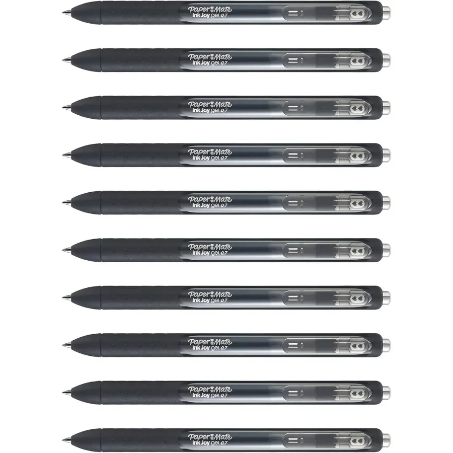 أقلام جل ذات نقطة متوسطة 0.7 مم، 10 عبوات حبر أسود سريع الجفاف، قبضة مريحة لتدوين الملاحظات والمجلات