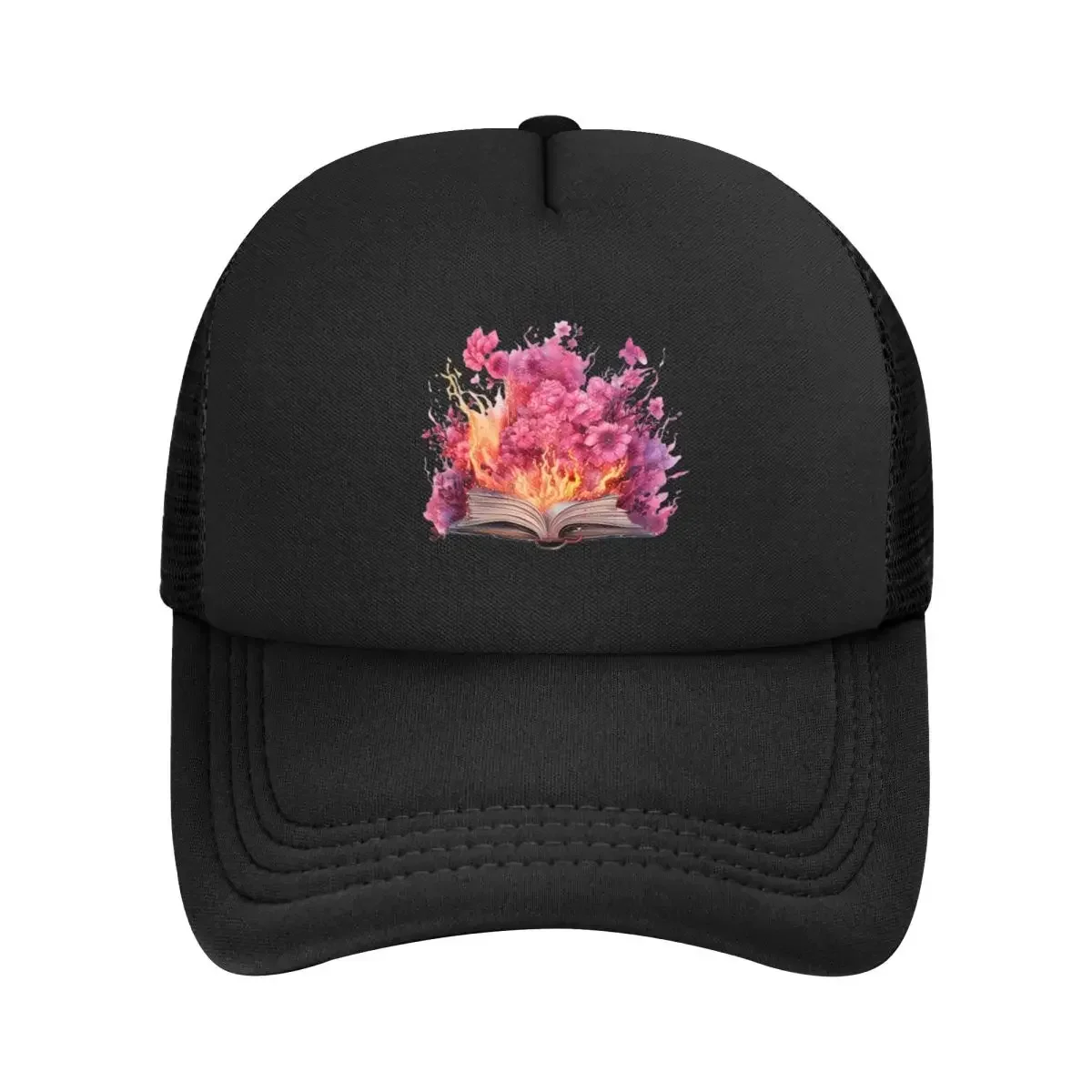 

Сетчатые бейсболки с цветочным принтом Fire Burn Book, модные бейсболки Snapback, дышащая кепка для улицы, для мужчин и женщин