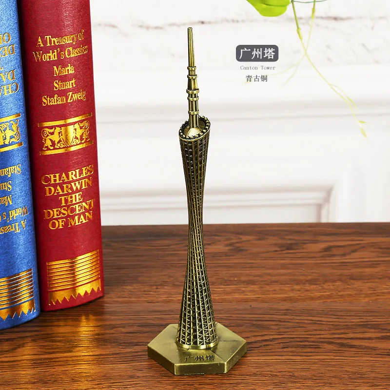 

Metal Canton Tower Model Guangzhou CHINA Landmark Building Tourist Souvenir Home Room Office Desk Decoration Accessories Gifts