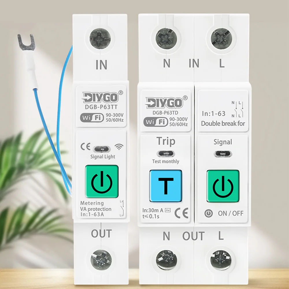 1P 2P Circuit Breaker Adjustable WIFI Remote Control Metering Voltage Current Overload Protection Relay Timer Smartlife TUYA App