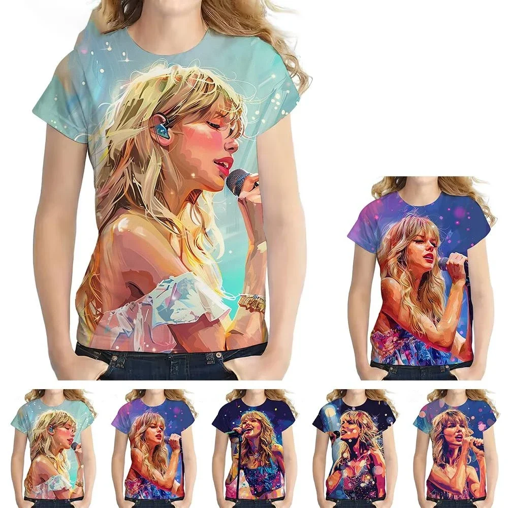 Fashion KidsMen/Women Round Neck 3D HD Printing Superstar Taylor T-shirt Street Style Swift Unisex Top