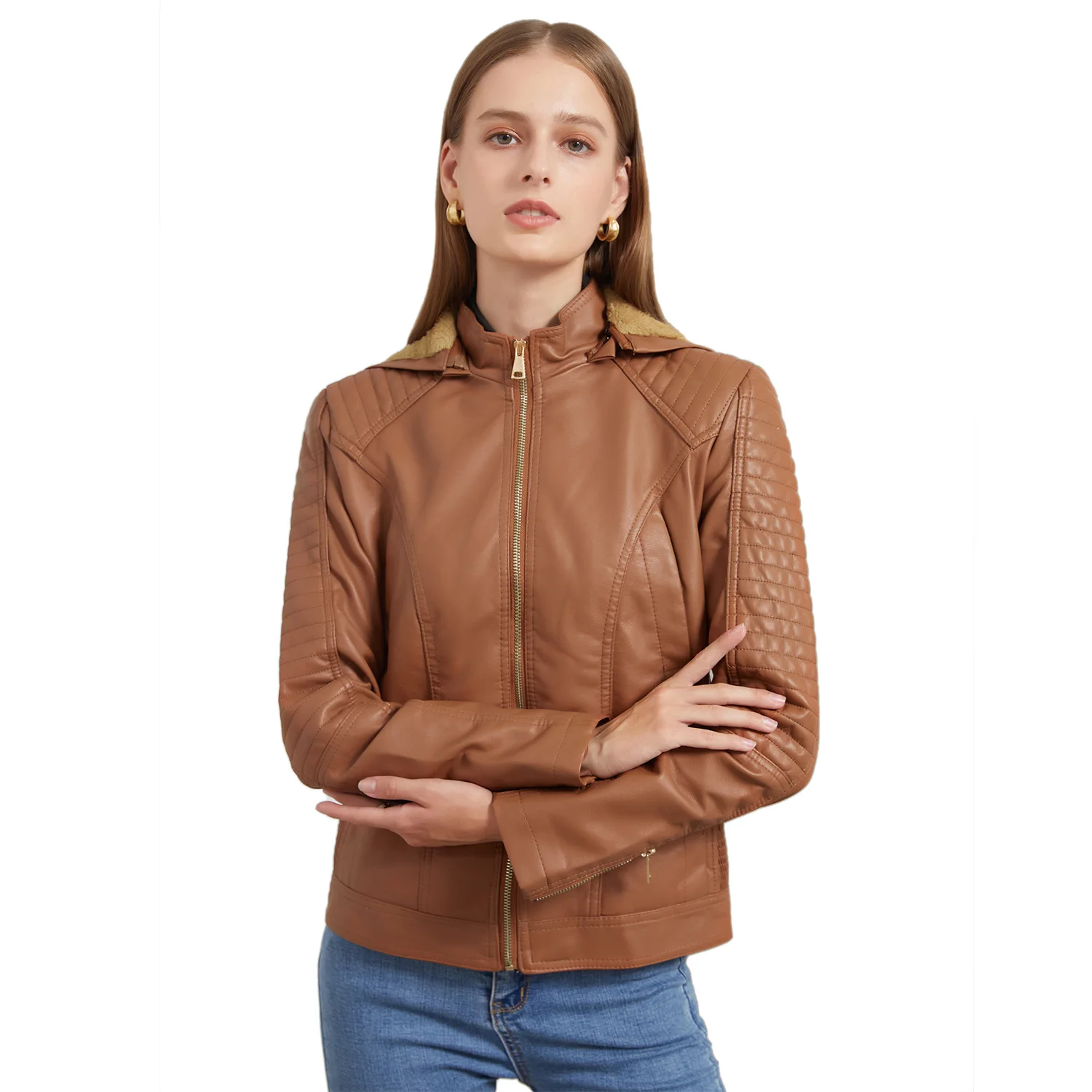 Veste peluche surdimensionnée avec capuche pour femme, veste courte, chaude et décontractée, haute qualité, automne et hiver