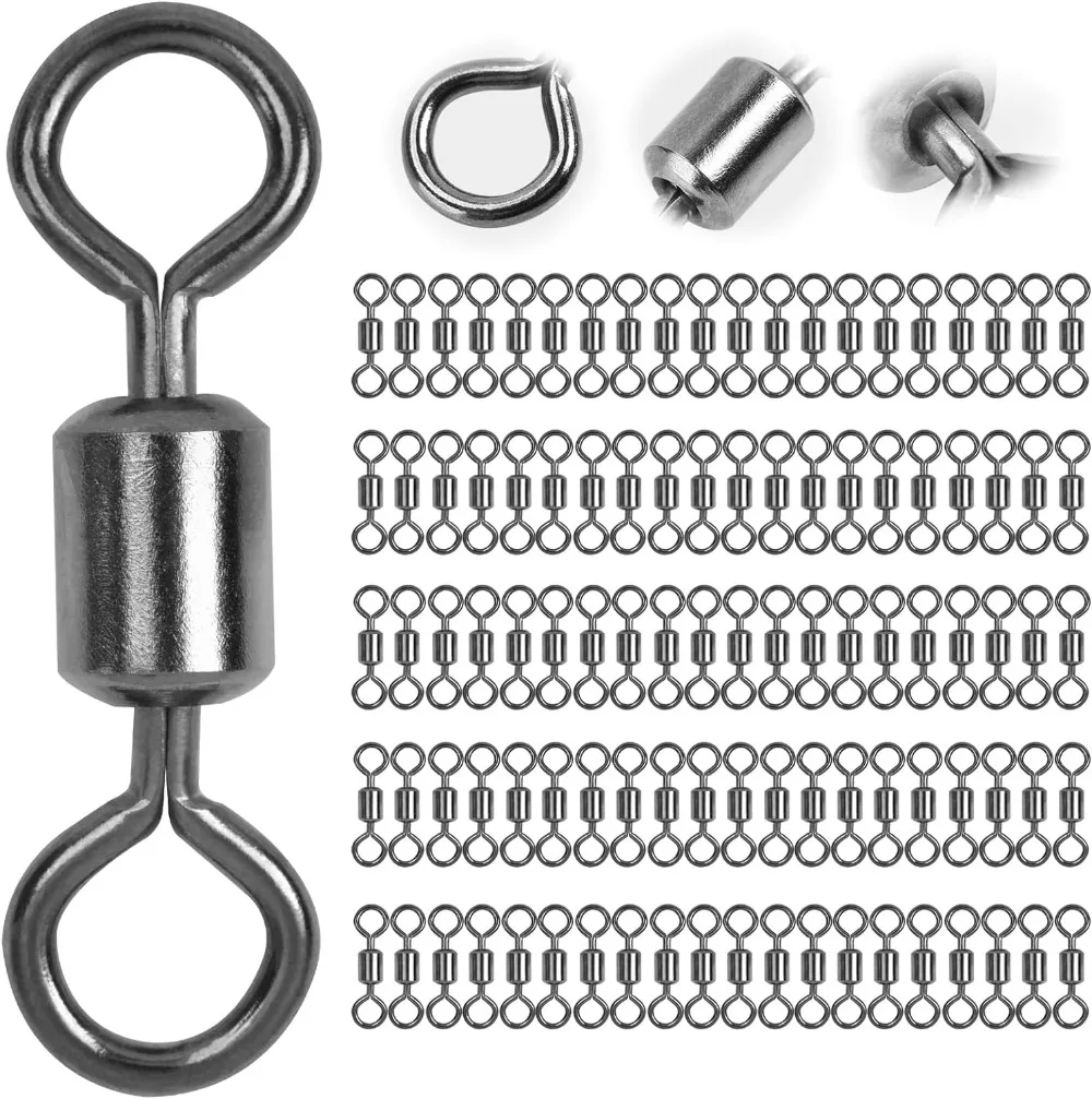 Goture 100pcs/lot American Fishing Rolling 2/0 Swivel Sea Rock Fishhooks Swivels Fishing Tackle Accessories