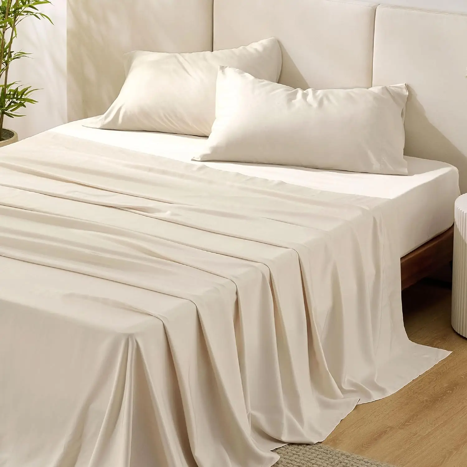 

Full Size Bed Sheets, Cooling Sheets For Full Size, Rayon Derived From Bamboo, Breathable & Soft Deep Pocket Up To 16 Hes,