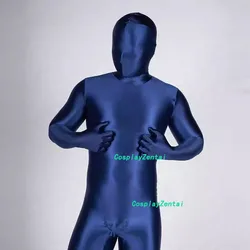 Navy Blue High Quality Spandex Shiny Bright Smooth Zentai Bodysuits Halloween costumes Woman/Men Zentai Suit