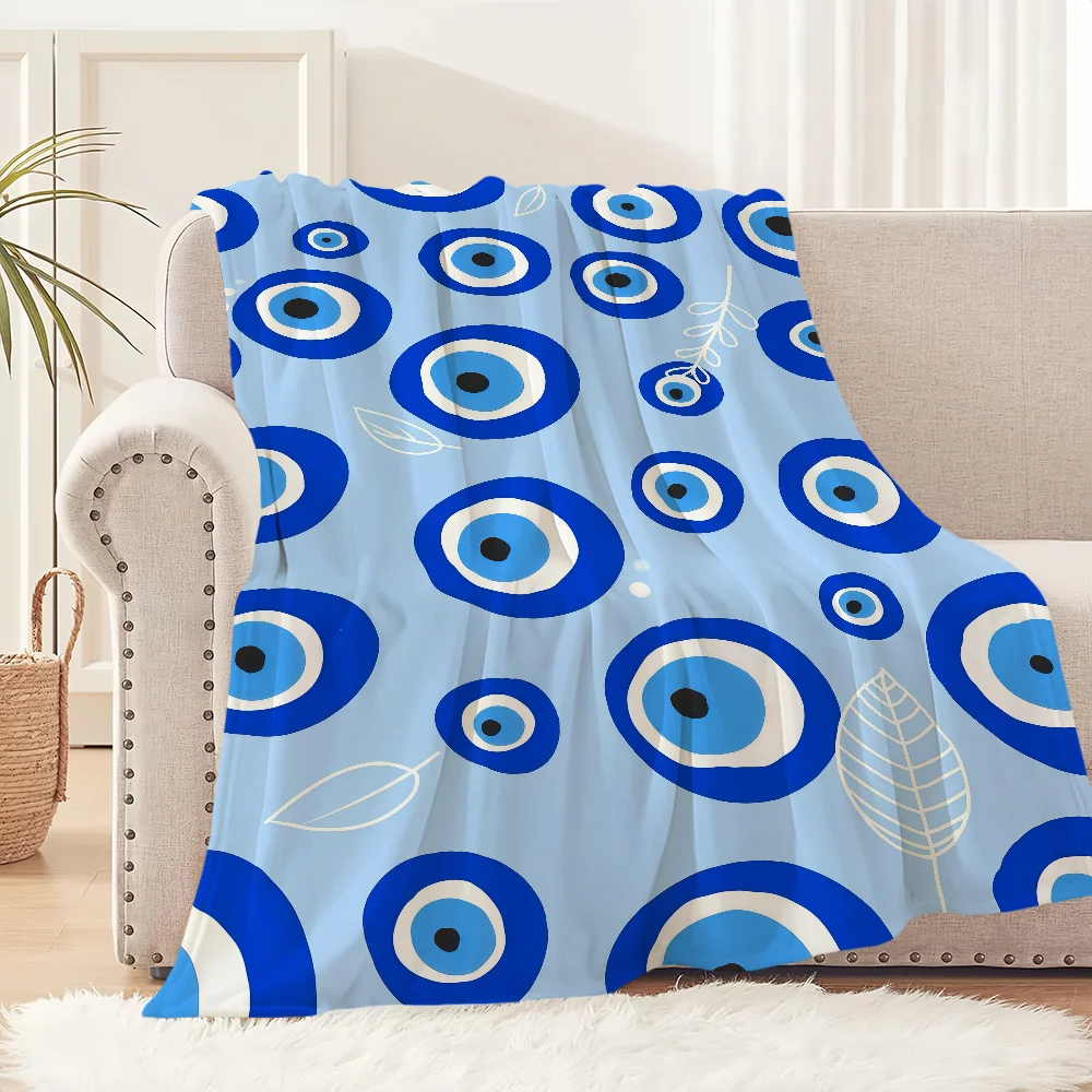 Evil Eye Mystical bright eye-catching lucky Flannel warm comfort  soft plush blanket for sofa living room bedroom travel gift
