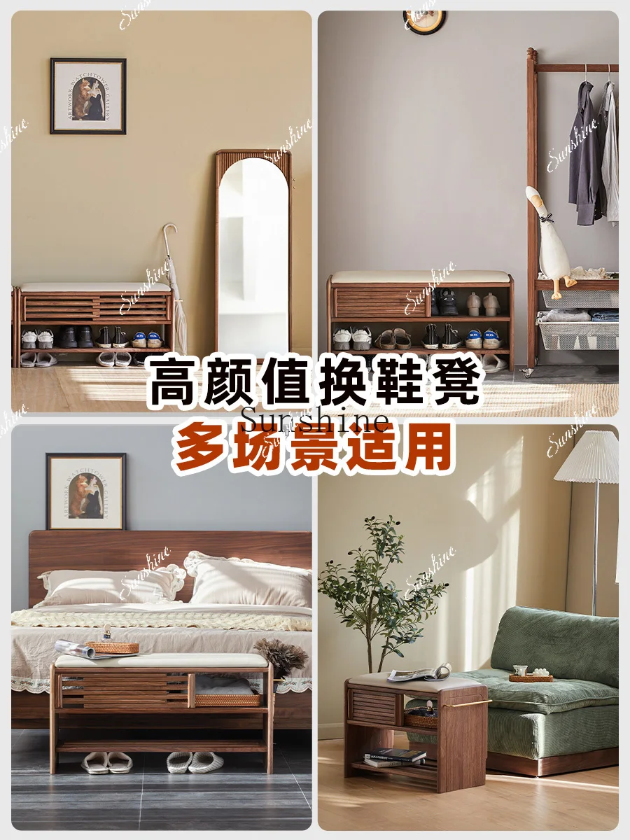 

Change shoes at home, solid wood shoe rack is integrated, and you can sit and wear shoe cabinets at the door of the home. FT