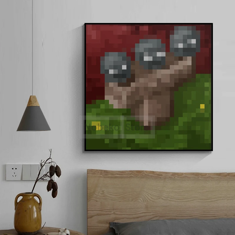 الكلاسيكية كتلة بكسل لعبة MC لوحات معلقة المشارك لوحات في اللعبة يطبع قماش صور فنية للجدران ديكور غرفة المنزل