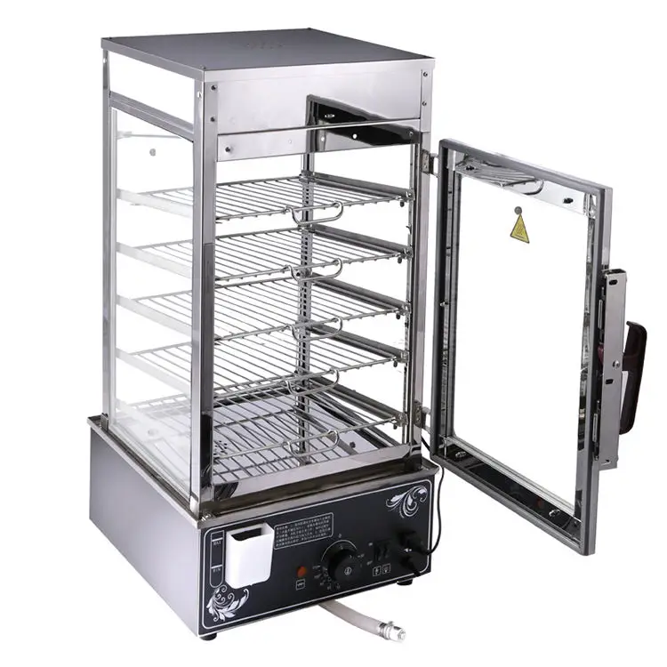 Bun Steamer 5-Layer Restaurant Bun Warmer Electric Food Steamer with 11.8x11.8-Inch Racks Store Food Hot Showcase