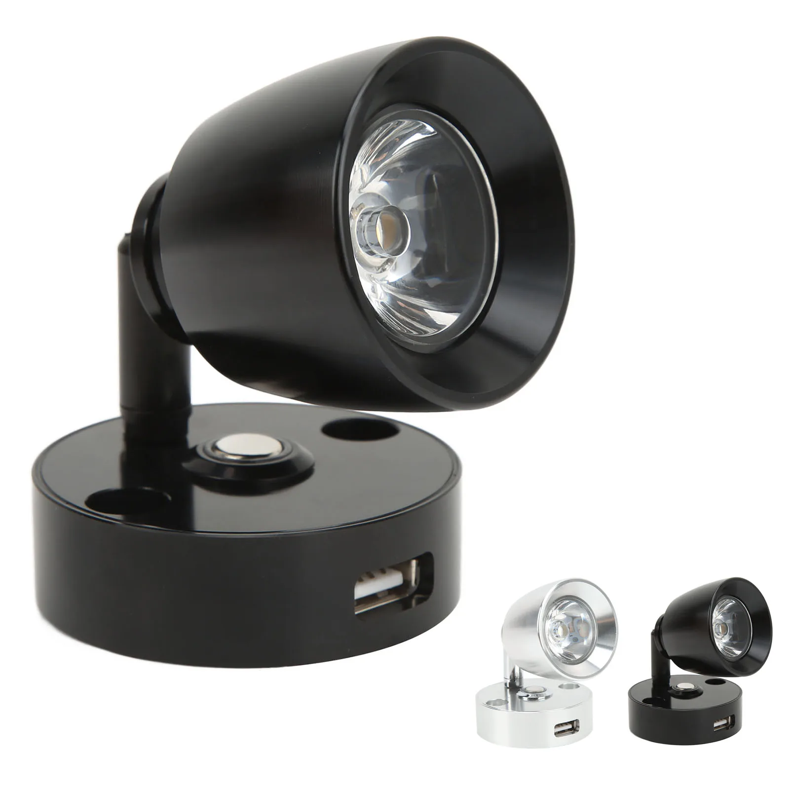 

Светодиодный светильник для чтения для автофургонов 12-24В 3Вт с кнопочным диммером, USB-портом и соединительным кабелем 15 см, внутреннее освещение для караванов и кемперов