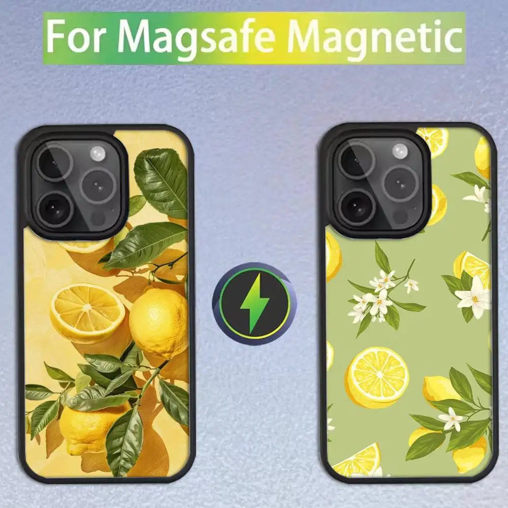 

Fruit lemon Painting Phone Case For iPhone 16,15,14,13,12,11,Pro,Max,Plus,Mini,SE New Magsafe Magnetic Wireless Charging