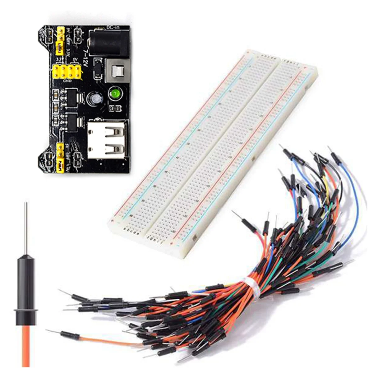 

3.3V/5V MB102 Breadboard Power Module+Solderless 830Points Bread Board +65 Jumper Wires