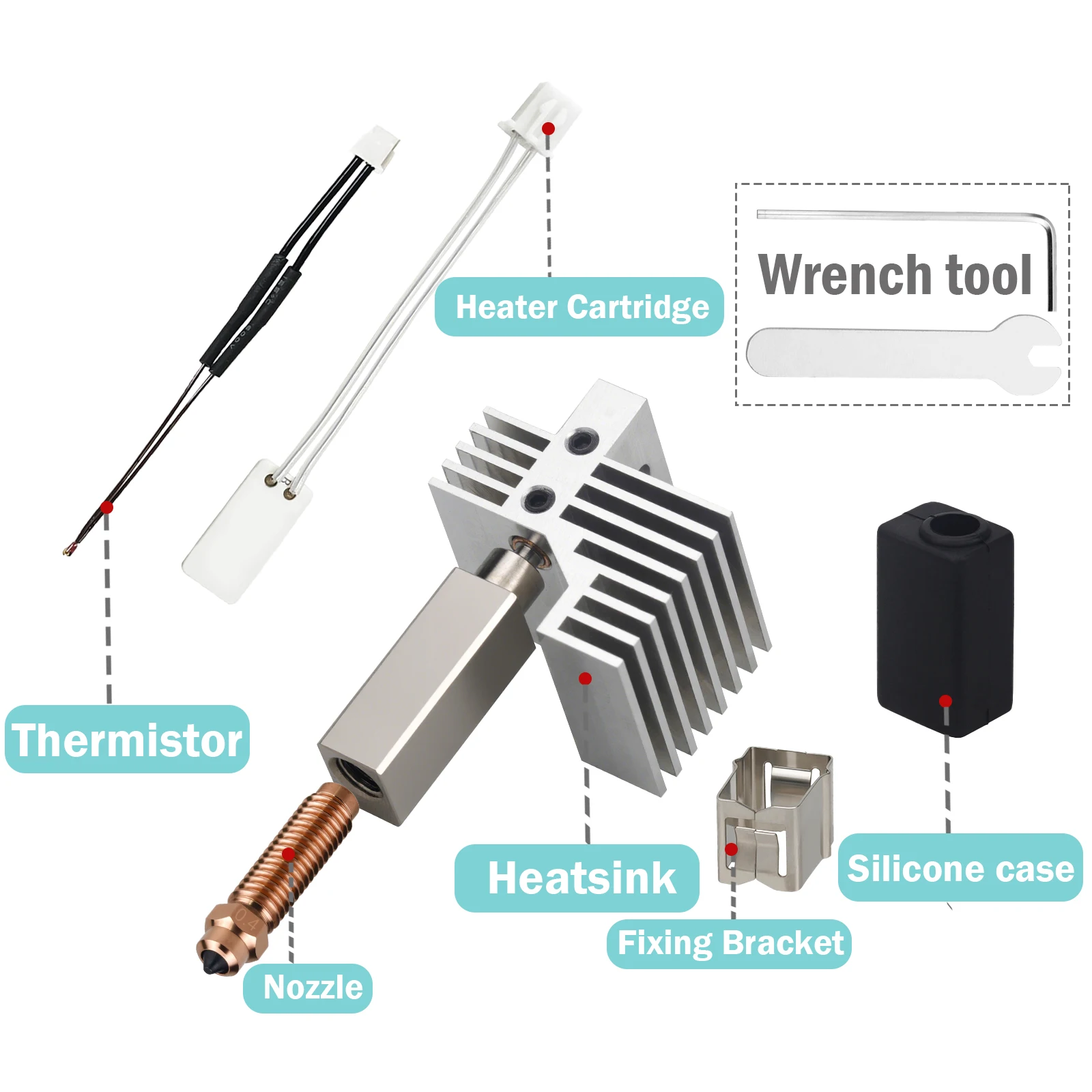 Upgrade Ceramic Hotend For Elegoo Centauri Carbon Print Head Extruder Kit Hot End Chromium Zirconium Copper Bimetallic Nozzle