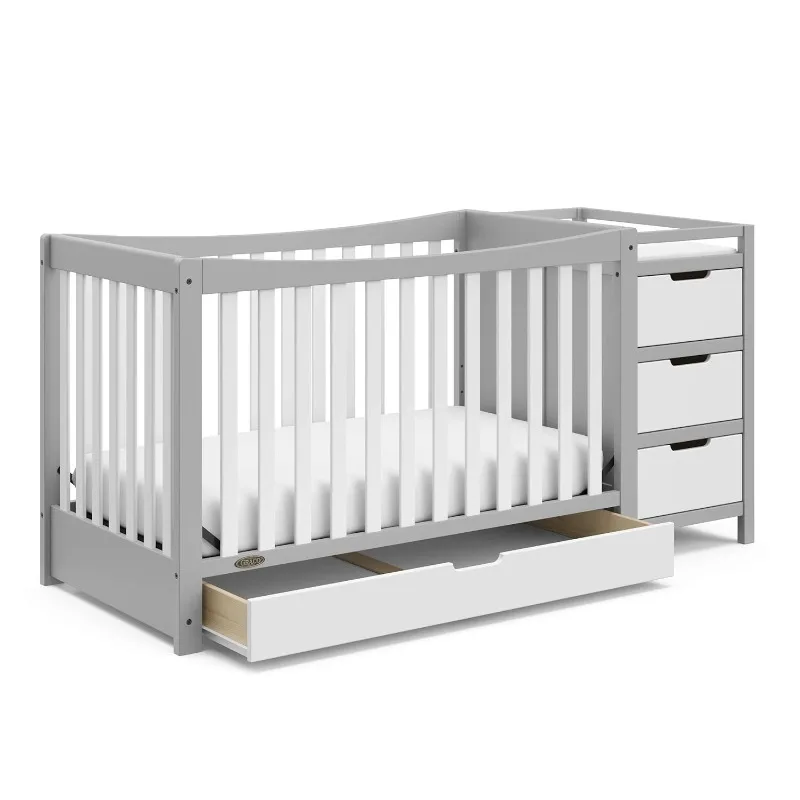 4-In-1 Convertible Crib & Changer With Drawer, Crib And Changing-Table Combo, Converts To Toddler Bed, Full-Size Bed