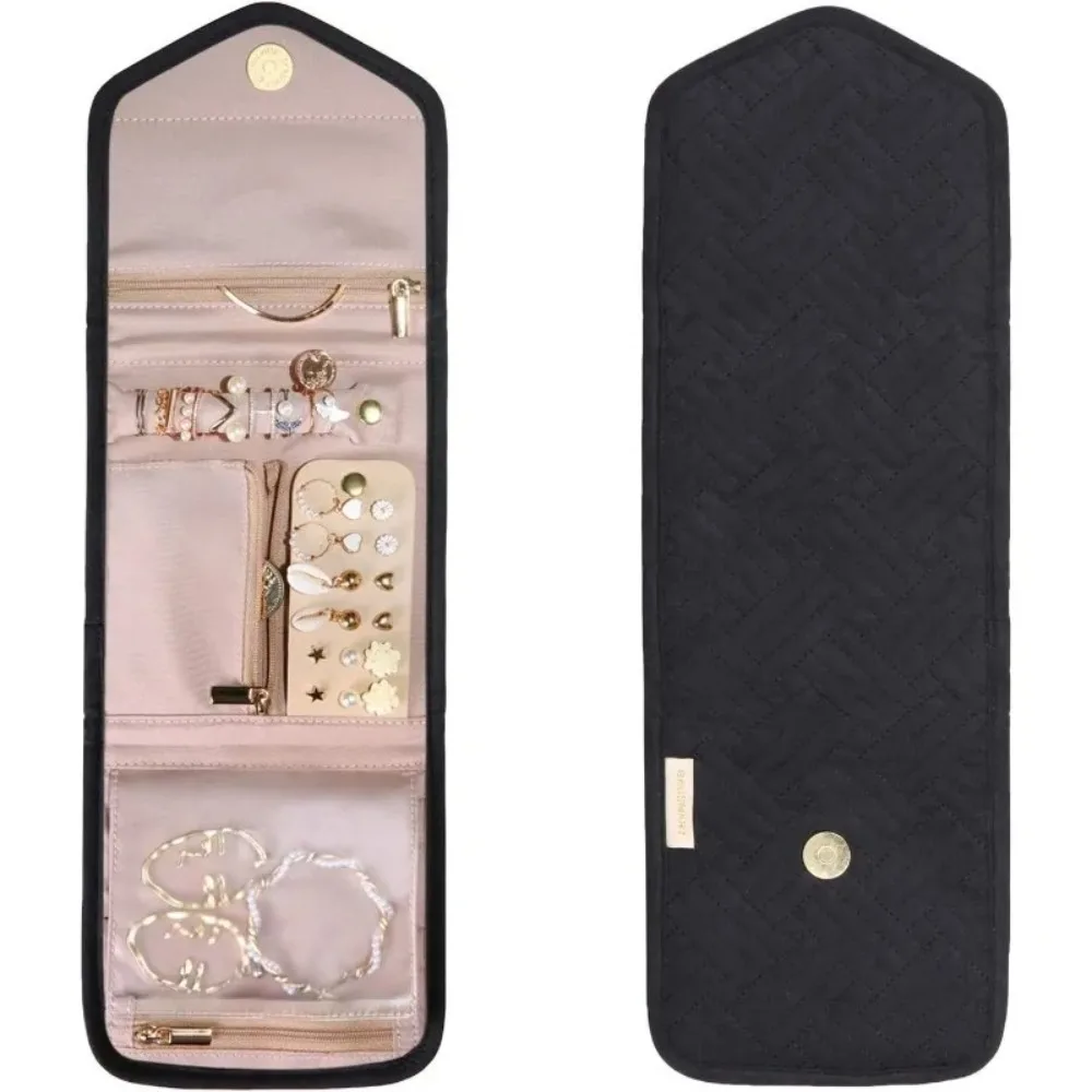 

Polyester Jewelry Storage Roll Bag Cotton Zippered Pocket Foldable Jewelry Organizer Large Capacity Jewelry Display Organizers