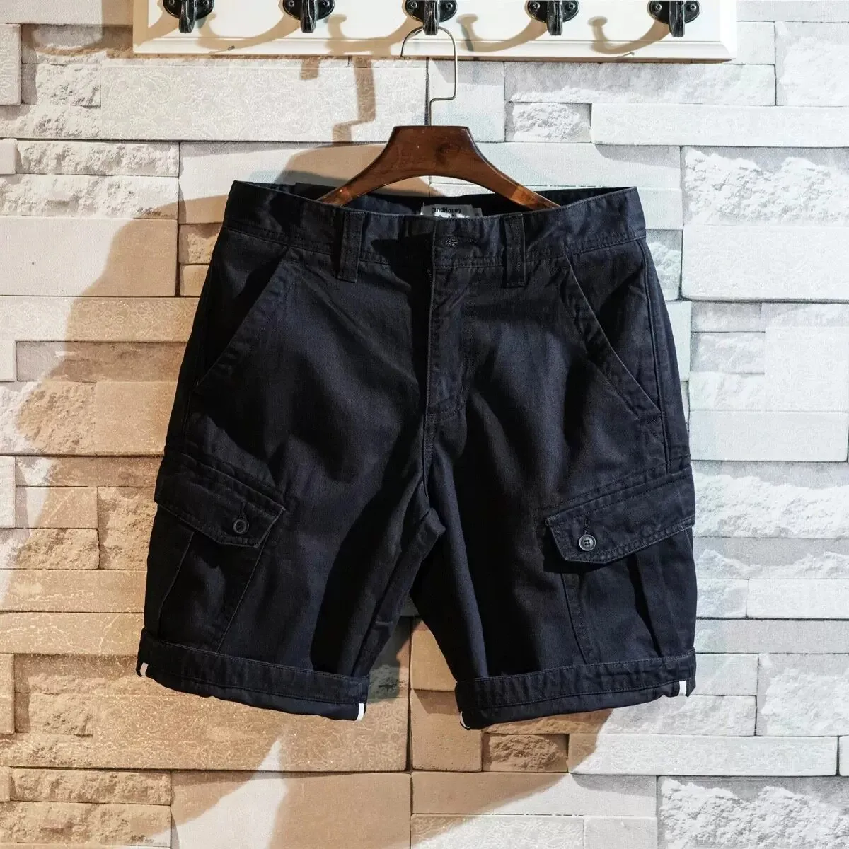Men's Casual Cotton Shorts Four-Pocket Wear-Resistant Summer Workwear Loose Fit Straight Leg Five-Quarter Length