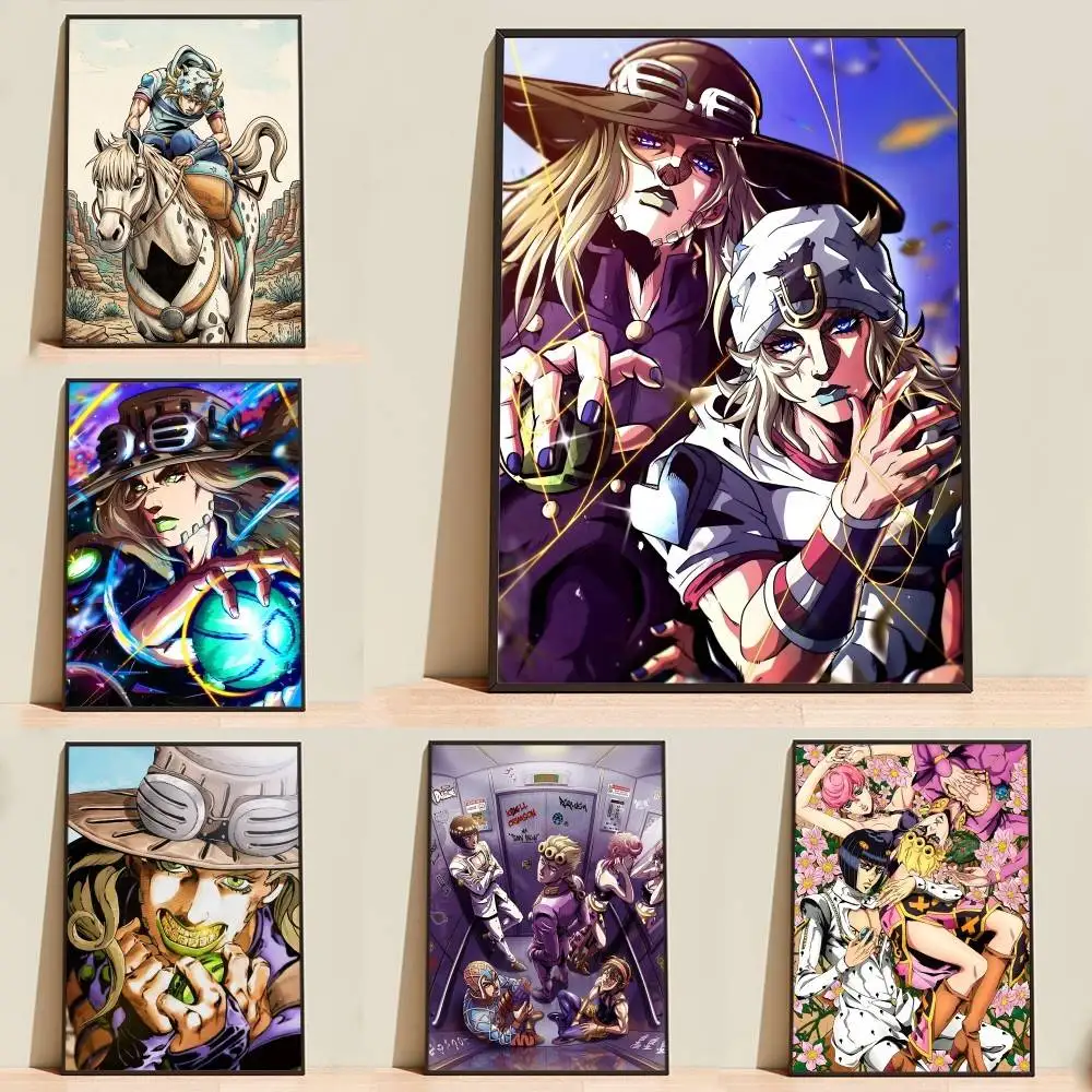 JO-JO Johnny Steel Ball Run Poster Self-adhesive Waterproof Paper Sticker Coffee House Bar Room Wall Decor