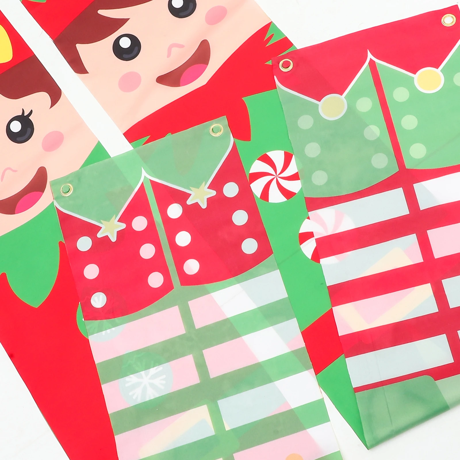 

1Pair Christmas Door Couplets Polyester Xmas Porch Sign Party Decoration Durable Bright Colorful Hanging Flags