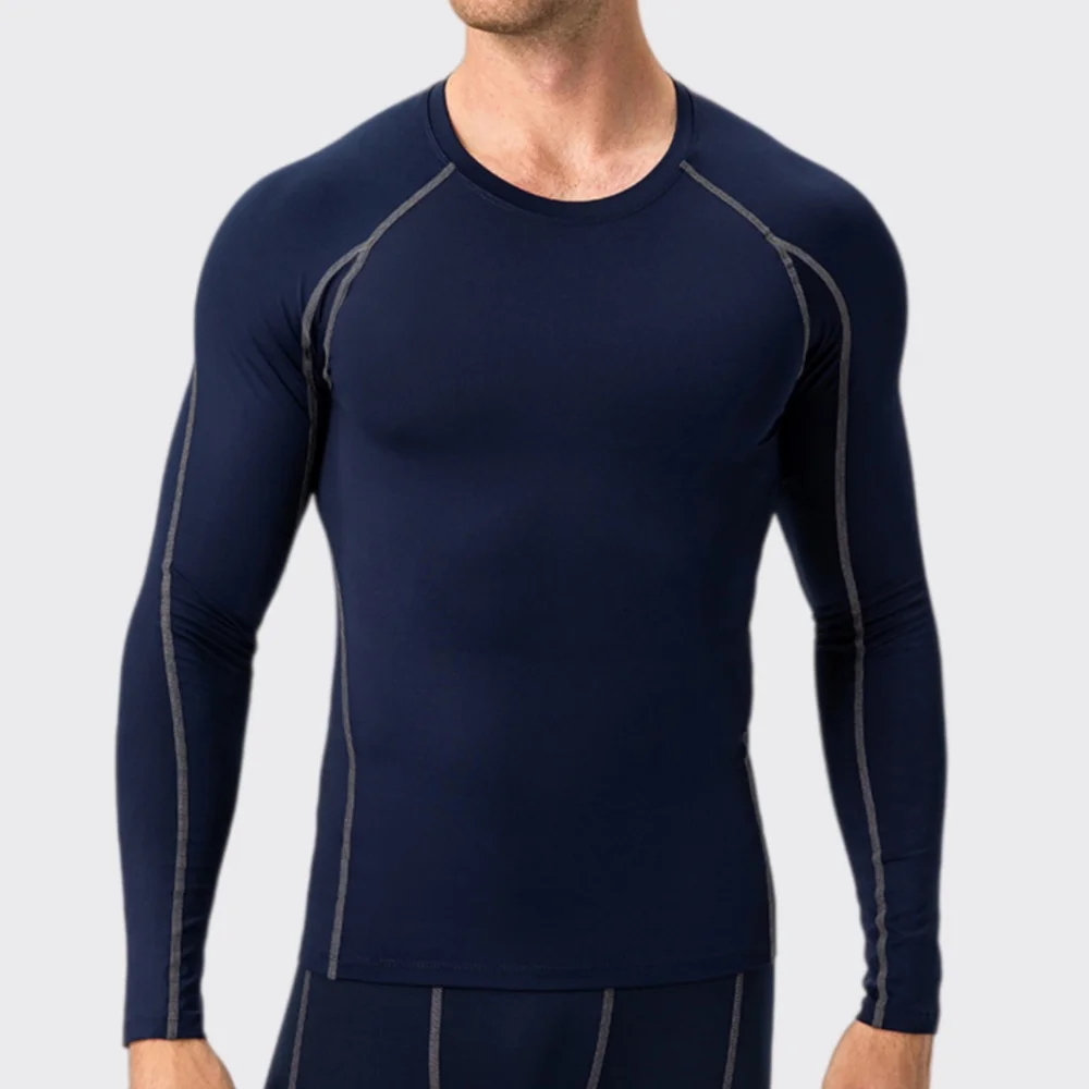 New Men's Bodybuilding Sport T-shirt Top Quick Dry Running Shirt Long Sleeve Compression Tops Tee Gym T Shirt Men Fitness Tights