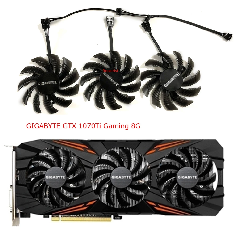 3-ピース/セット PLD08010S12HH T128010SU,ビデオカードファン,GPU冷却器,GIGABYTE GTX 1080 G1 用,GIGABYTE GTX 1070 Ti Gaming 用,GIGABYTE GTX 1060 G1 ROCK 用