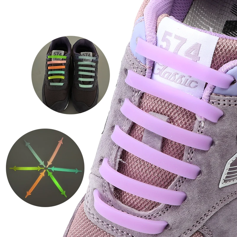 Silicone Elastic Shoelaces Special No Tie Shoelace Lacing Kids Adult Sneakers Quick Shoe Lace Rubber Zapatillas 12Pcs/Set