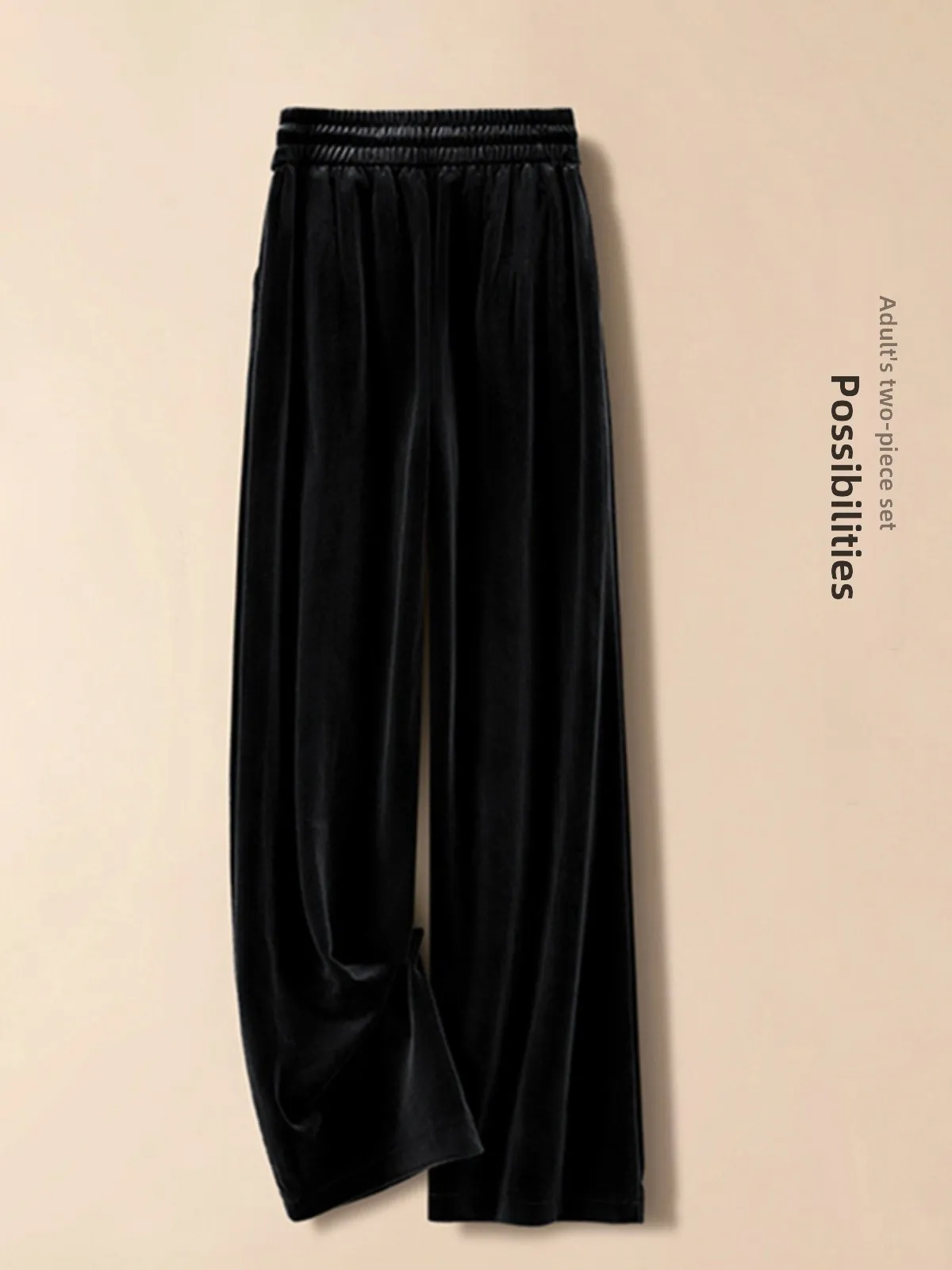 Gold Velvet Wide Leg Pants Women's Slim Fit Drapey High Waist 2026 Spring Autumn New Style Black plus Size Casual Straight Le...