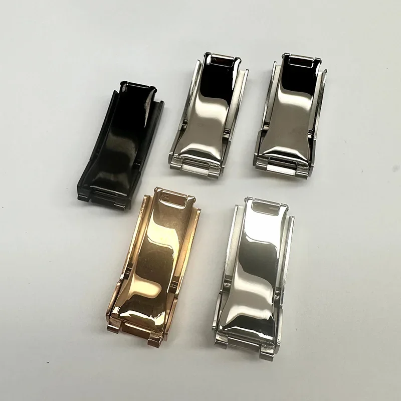 ل رولكس الغواصة أويسترفلكس دايتونا GMT حزام (استيك) ساعة حزام نشر المشبك 9 مللي متر 16 مللي متر الفولاذ المقاوم للصدأ للطي مشبك الإنزلاق قفل