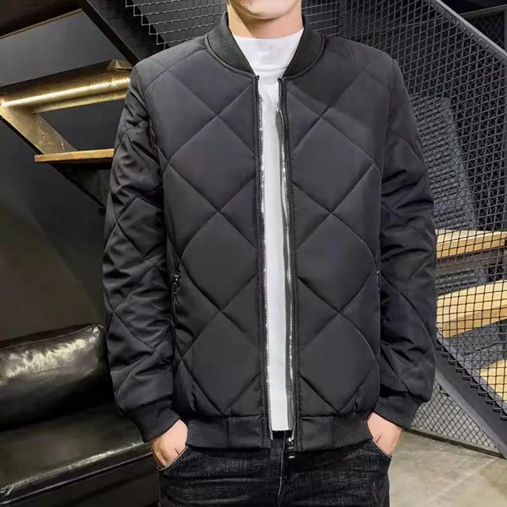 Męskie zimowe płaszcze Bomber Jacket mężczyźni wiatrówka utrzymać ciepłe jednolity, na zamek zimowe zagęścić bawełny wyściełane kurtka baseballowa Streetwear