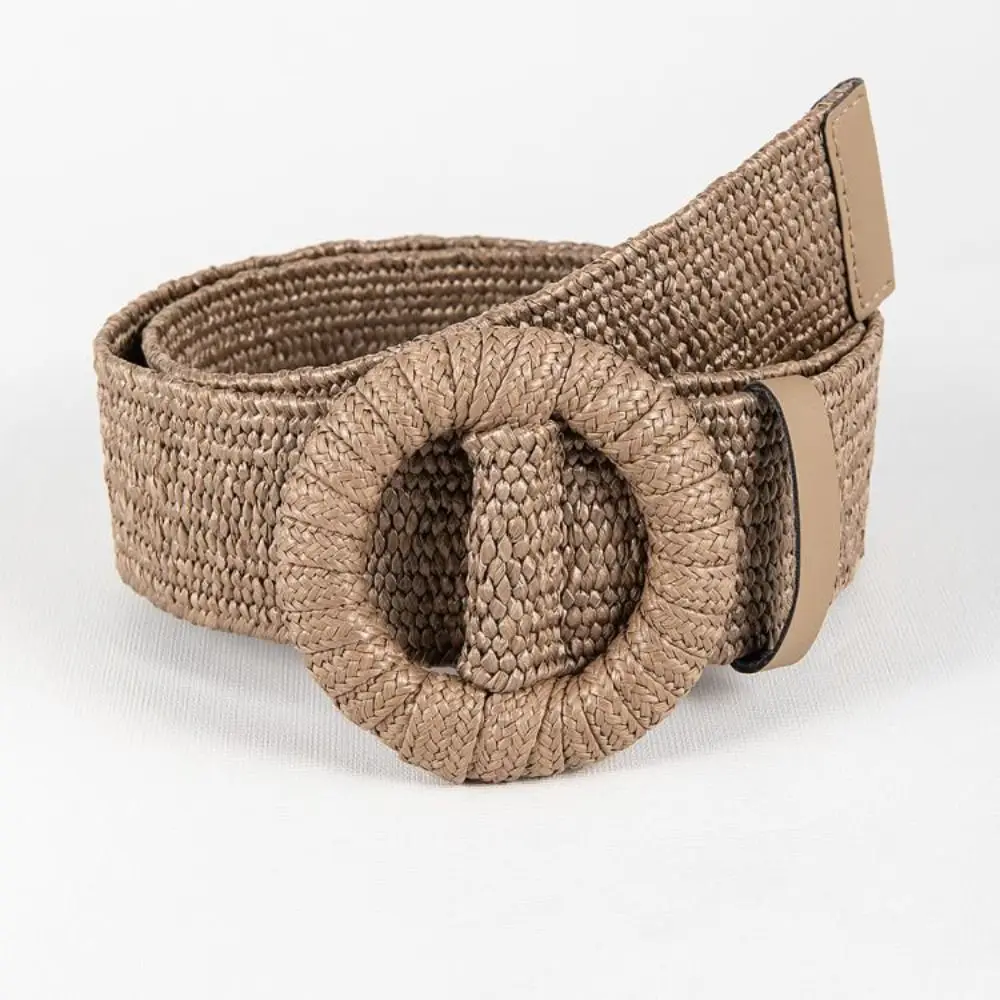 Korean Retro Spring/summer Belt New Handmade Woven Needle Buckle Belt Elastic PP Belt Matching Dress Small Fresh Sweet Style