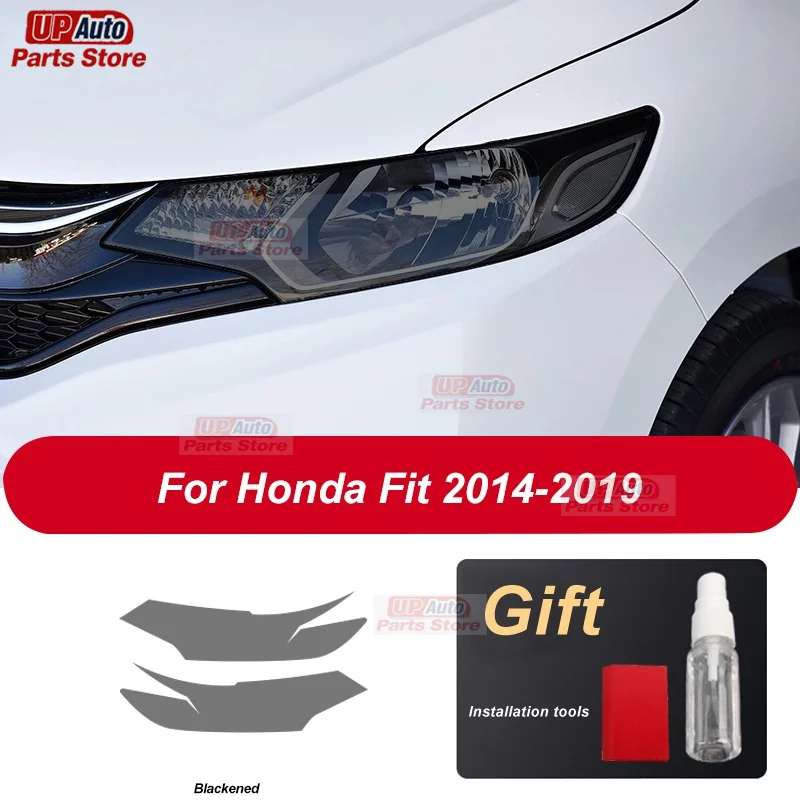 

2 Pcs Car Headlight Protective Film Transparent Black TPU Sticker For Honda Fit GK5 Jazz 2014 2015 2016 2017 2019 Accessories