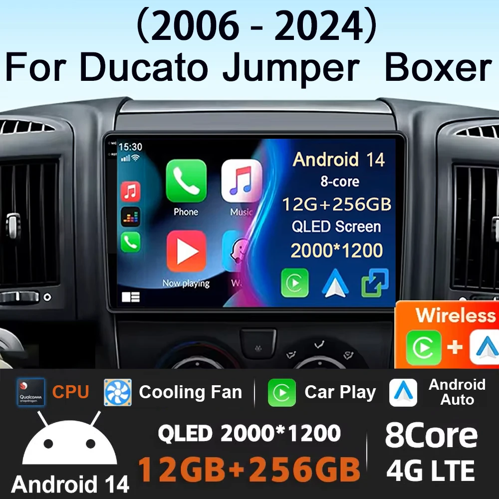 Android 14 Car Radio For Fiat Ducato 2005 - 2023 Citroen Jumper Peugeot Boxer Wireless Carplay Android Auto Multimedia Player BT