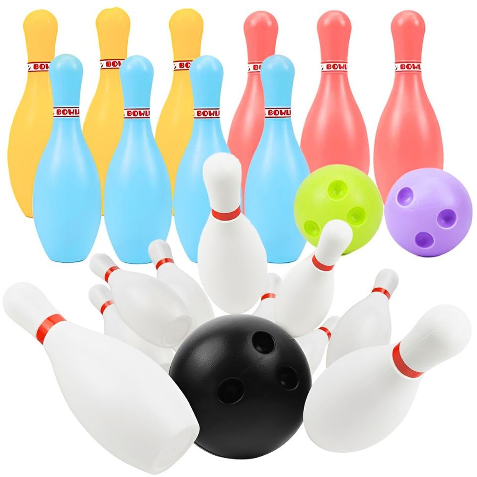  1 Set Plastic Colorful/White Bowling Set Indoor Outdoor Parties Sports Team Family Birthday School Gifts YMY 