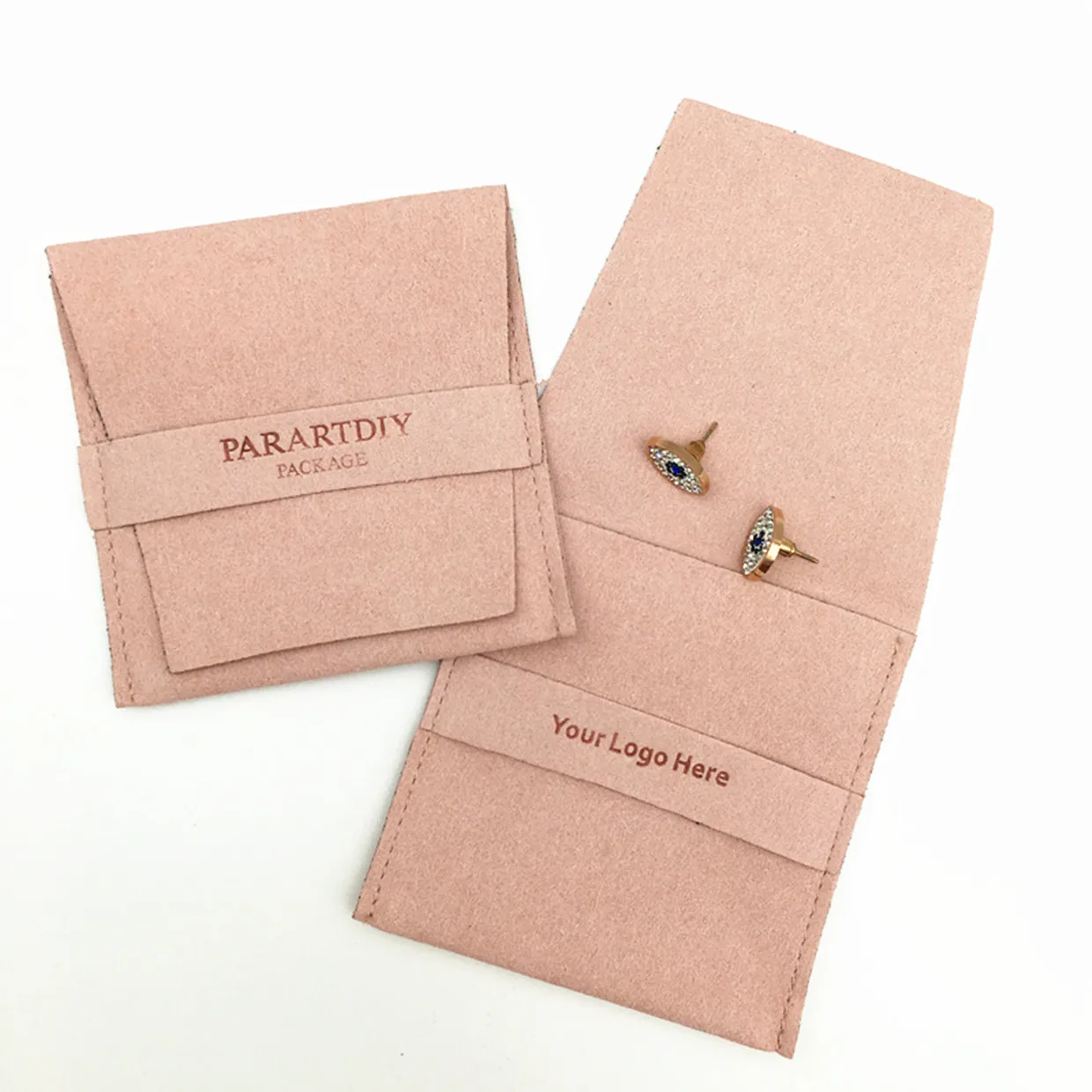 

Dark pink bulk personalized jewelry packaging pouch custom logo envelope bag chic small envelope pouch mircrofiber jewelry pouch