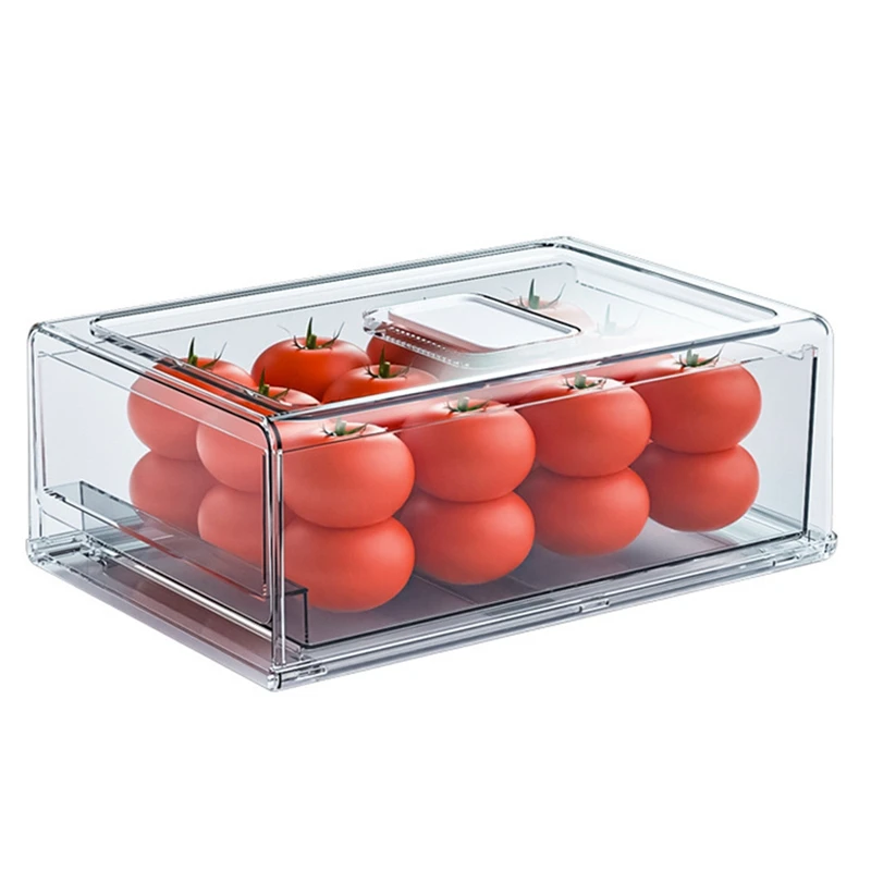 

Plastic Stackable Kitchen Pantry Cabinet,Refrigerator,Freezer Food Storage Box With Lid,Organization For Fruit/Snacks