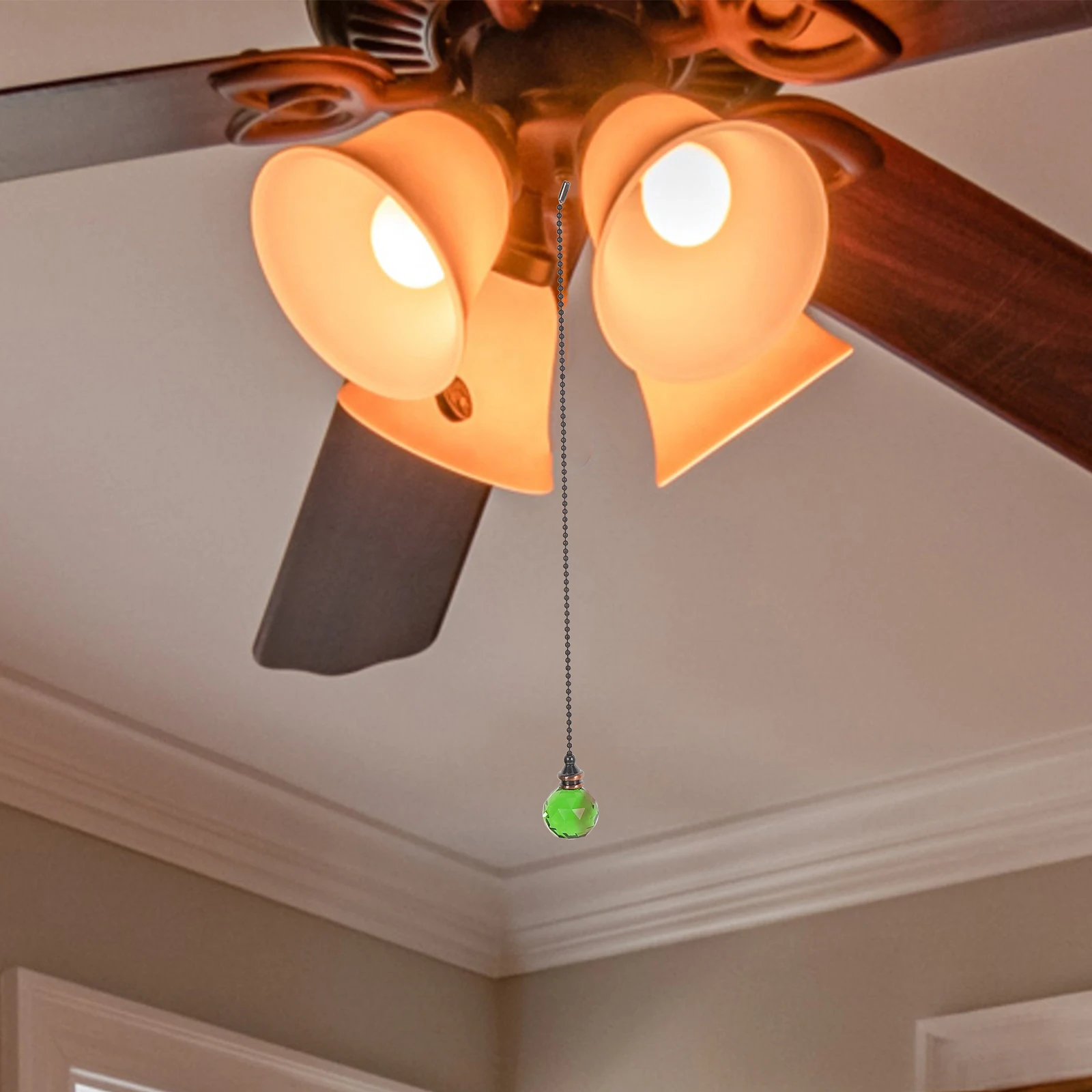 

2Pcs Ceiling Fan Pull Chains Hanging Pendant Crystal Fan Pull Chain Replacement Decorative Extend Ceiling Light Accessory