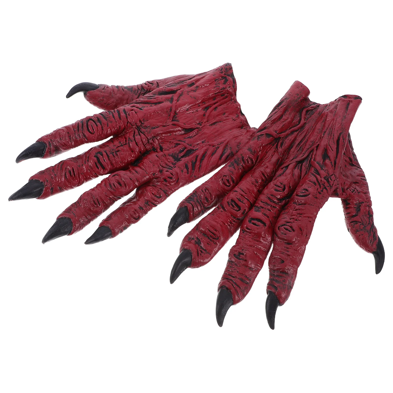 1 par de accesorios de fiesta de disfraces de Halloween del diablo, guantes con pata de lobo y demonio, uñas largas, garra de látex, manos, Cosplay, juego de rol, mascarada