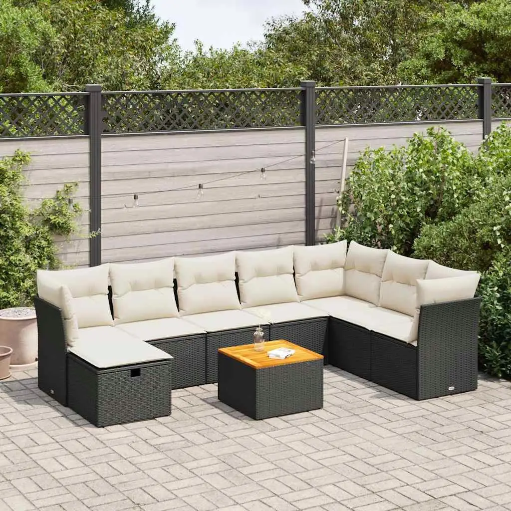 

Garden Sofa Set Black PE Rattan Large UV Resistant Outdoor Furniture for Patio Balcony and Garden Use