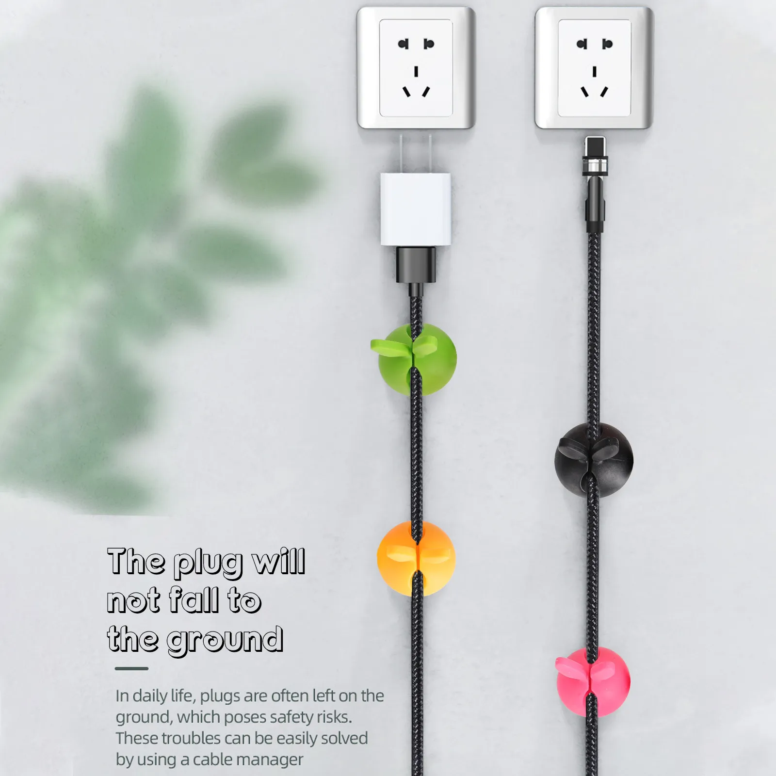 12Pcs Silicone Cable Holder Clips Multi-Color Cord Organizer for USB Charging Cables Earphone Wires Effective Power Cord