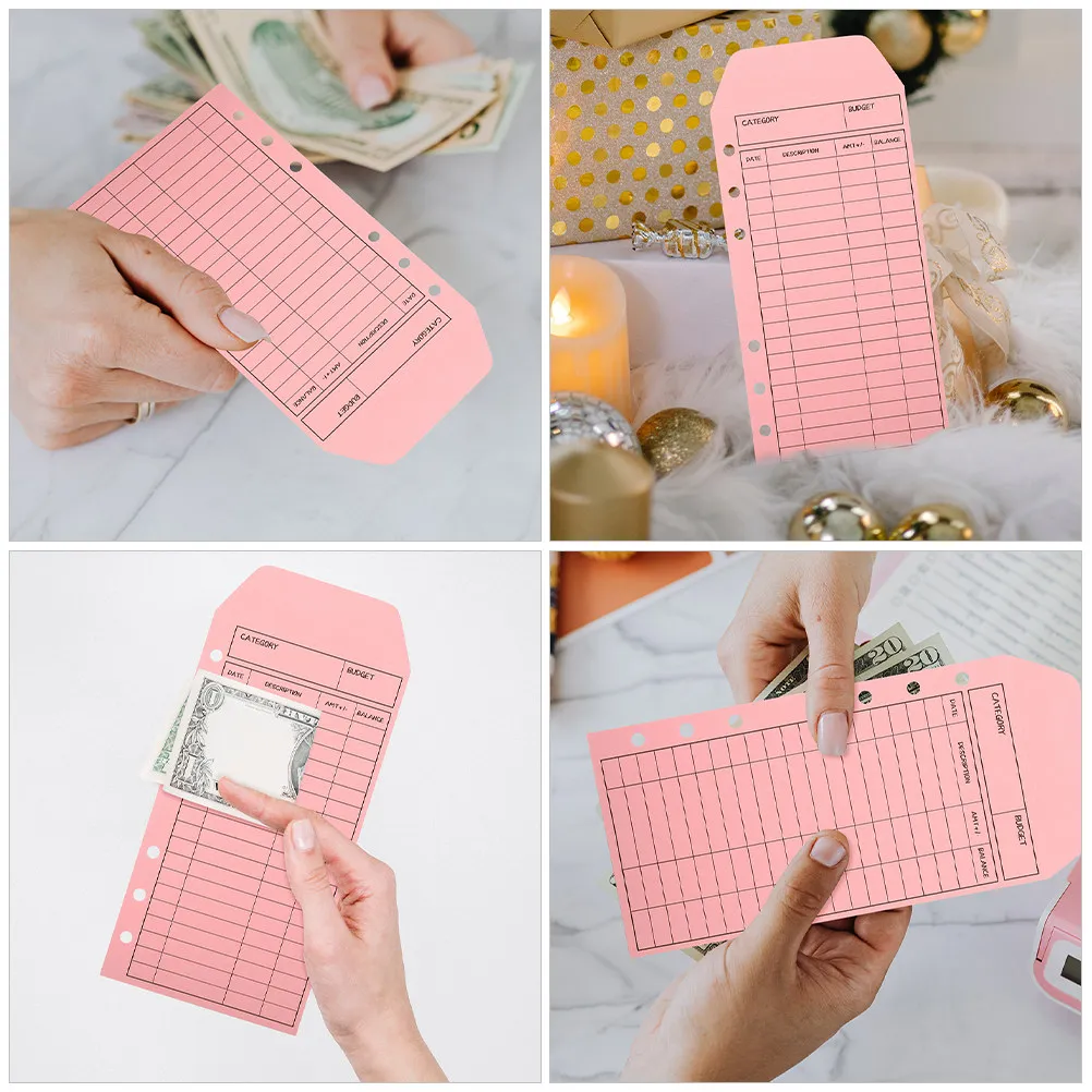 24Pcs Decorative Kraft Paper Cash System Loose-Leaf Binder Pockets Money Envelope for Budget Control
