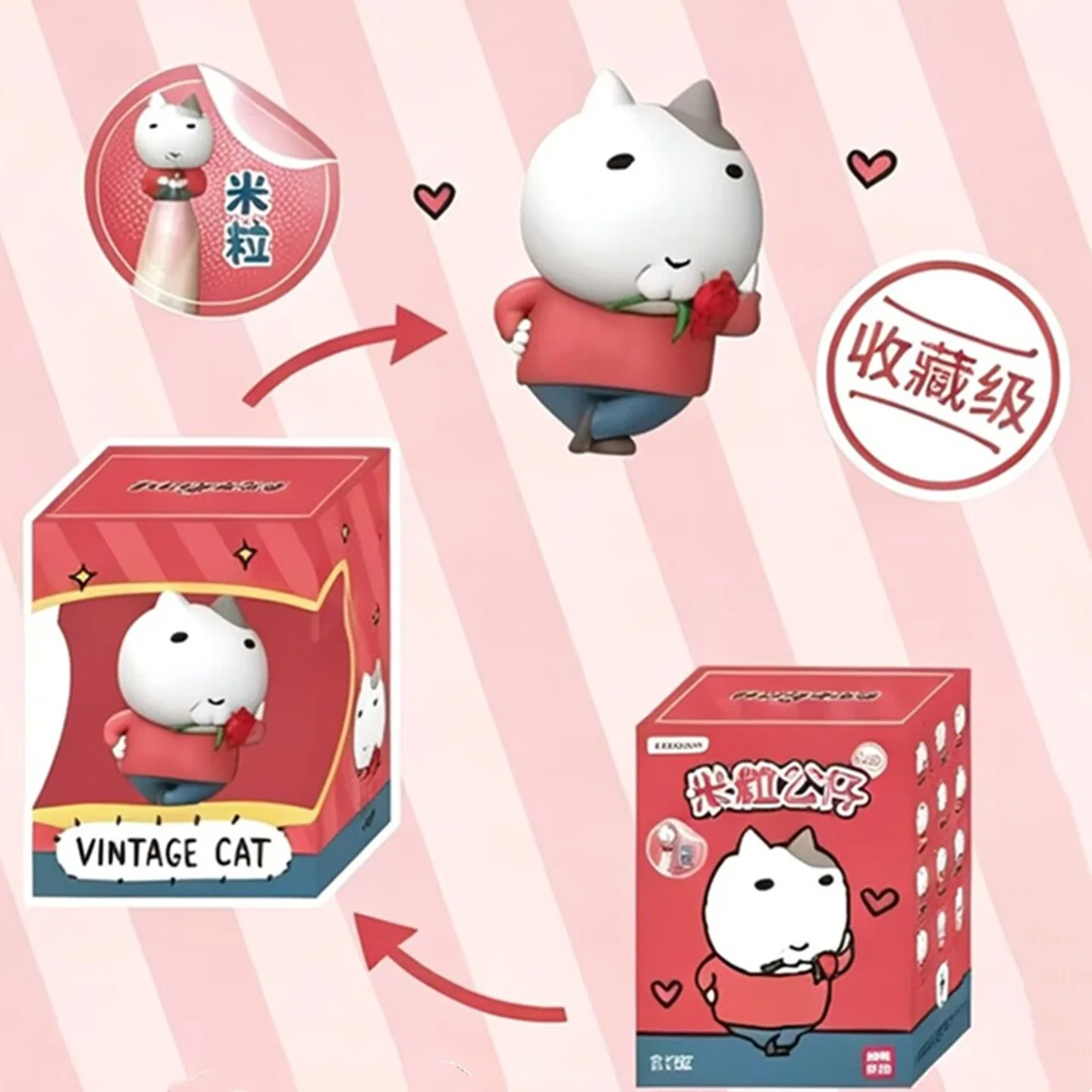 JANDOOM Original Anime Nugasa Family Vintage Katze Reiskorn Mini-Figuren Niedliche Anime-Actionfigur Cartoon-Modell Sammlerstück Geschenk – Detail 4