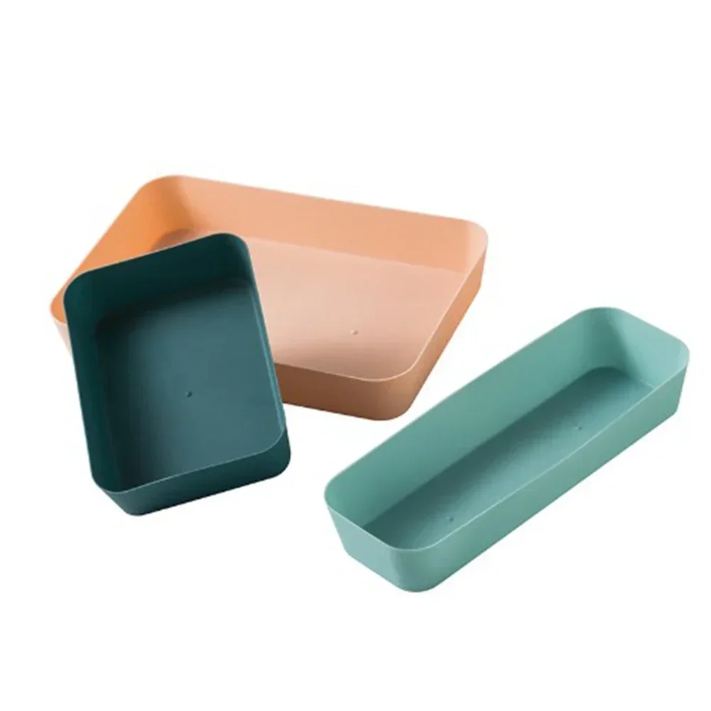 Caja de almacenamiento de gran capacidad, cajón de clasificación más claro, color azul oscuro, vajilla pequeña, Material plástico