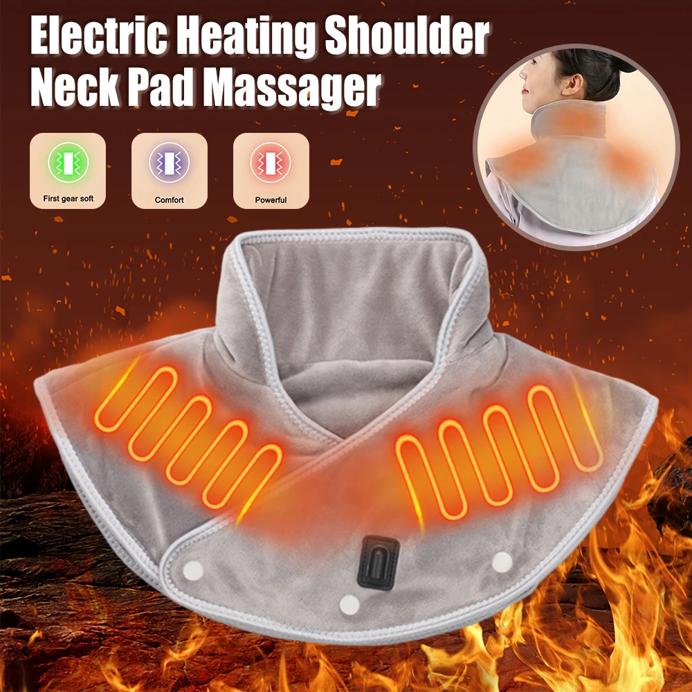 Shoulder Neck Pad Massager Electric Heating Cervical Brace Wrap Hot Compress Cervical Shawl Warmer Fatigue Warm Back Brace Tool
