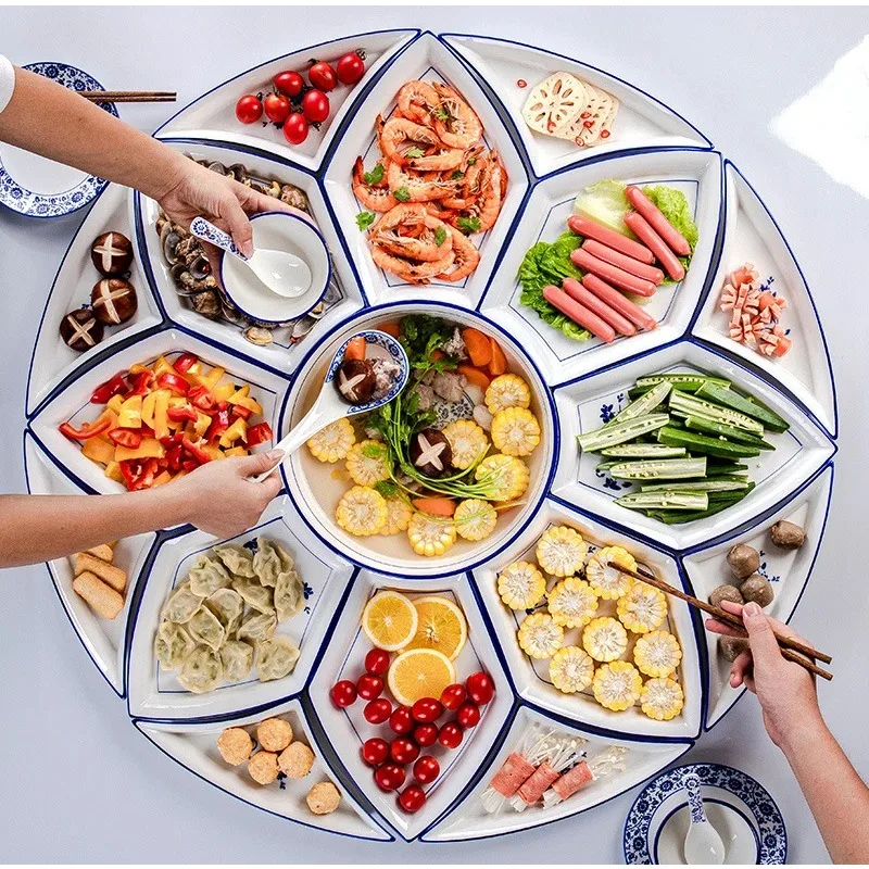 New High-end Ceramic Country Style Custom Pattern Tableware Set Plate Dish Plate Suitable For Family Dinner Party Wedding Family