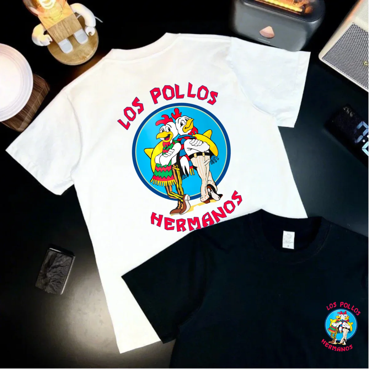 Los Pollos Hermanos Breaking Bad Classic Chicken Logo Graphic T Shirt Unisex Short Sleeve Casual Tees Gift for TV Show Fans