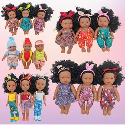 18cm African Dolls Kids Play House Toys Simulation Reborn Dolls Soft Rubber African Dolls Music Dolls Toys Kids Birthday Gifts