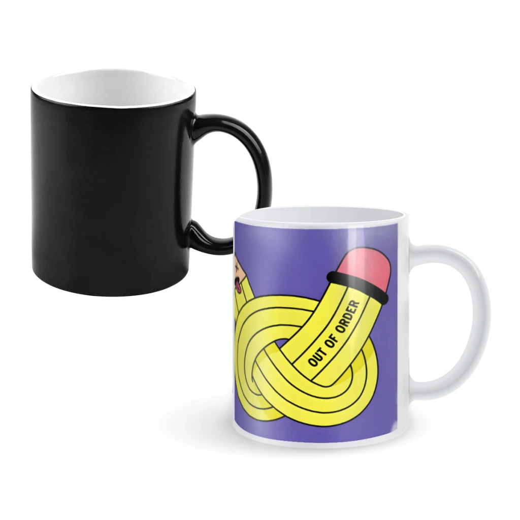 

Out Of Order PencilCoffee Mugs And Mug Creative Color Change Tea Cup Ceramic Milk Cups Novelty Gifts