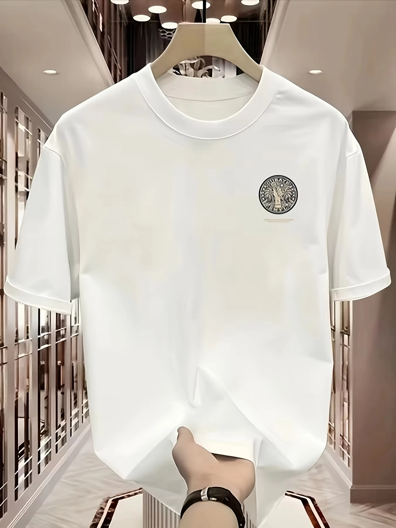 Vintage Circular Art Seal Graphic Tee Cotton Perfect for Summer Streetwear Trendy Retro Boho Style Comfortable and Casual