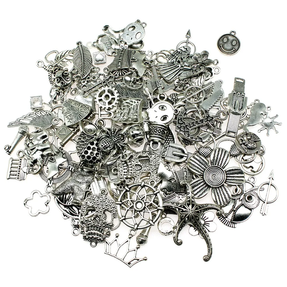 40gram Mix Designs Antique Bronze Color & Antique Silver Color Pendant Blank Cameo Cabochon Base Setting Jewelry Accessories